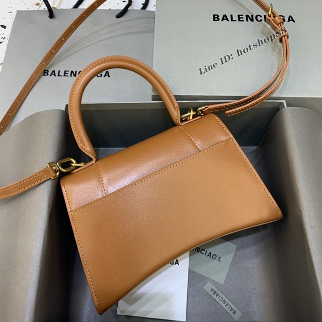 Balenciaga專櫃新款小號手提肩背女包原單沙漏包 巴黎世家平紋焦糖色沙漏包 fyj1414